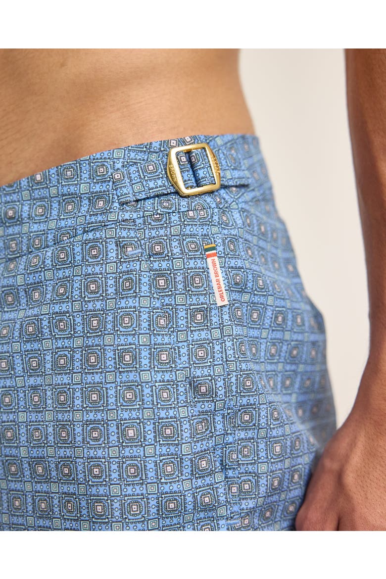 Bulldog Exclusive-Print Mid-Length Swim Shorts, Alternate, color, LIGHT SALTWATER BLUE