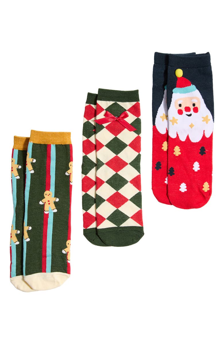 Stems Christmas 3-Pack Quarter Socks Gift Set, Main, color, 