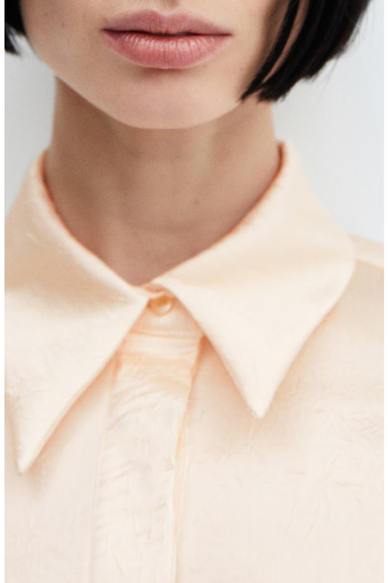 Arru Creased Satin Button-Up Shirt, Alternate, color, LIGHT BEIGE