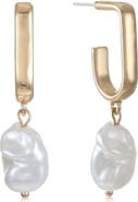 Ettika Coin Faux Pearl Drop Earrings