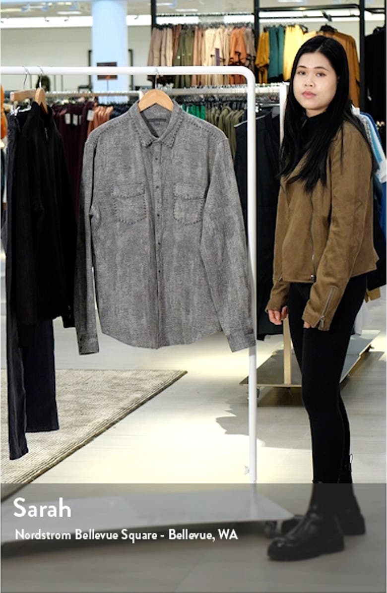 Studded Slim Fit Linen Blend Button-Up Shirt, sales video thumbnail