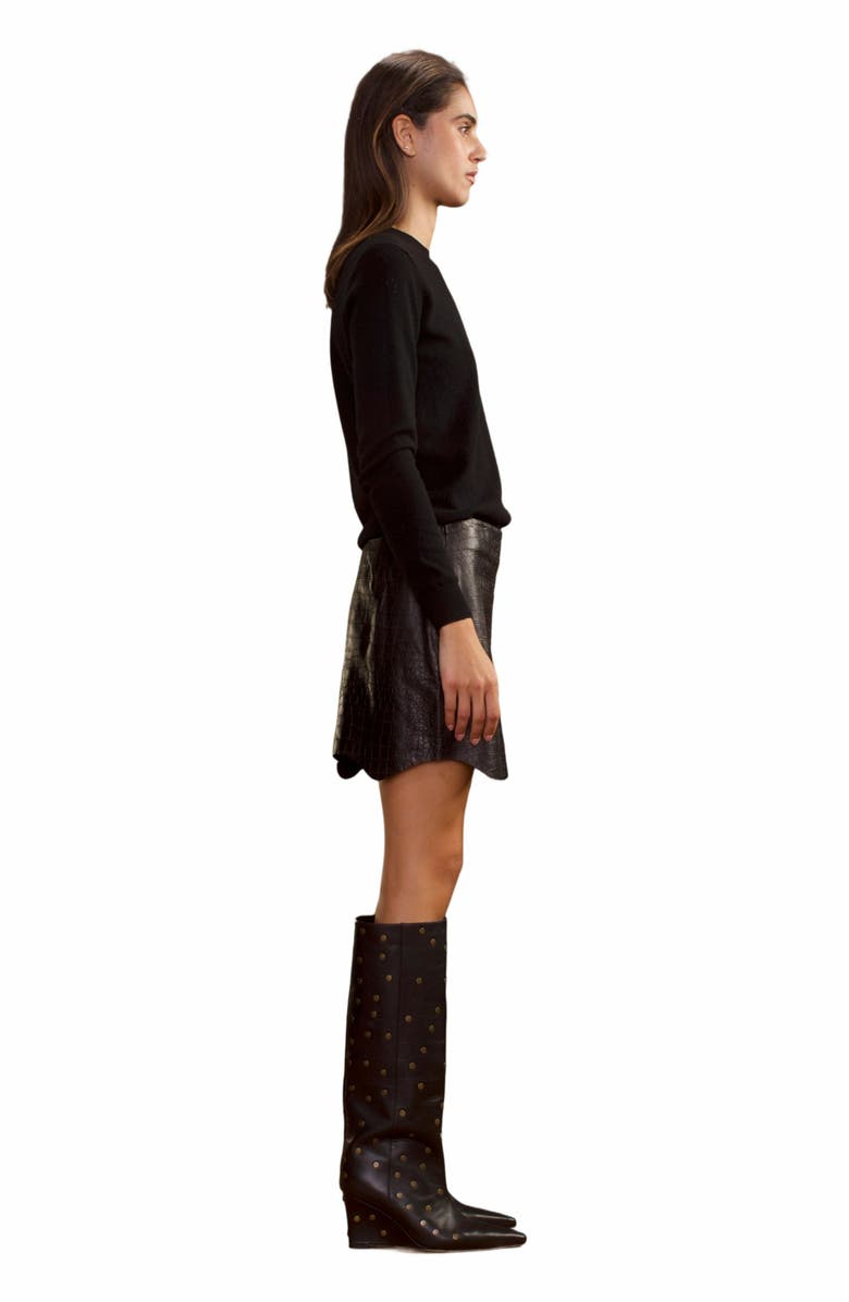 Cynthia Rowley Embossed Leather Skirt, Alternate, color,