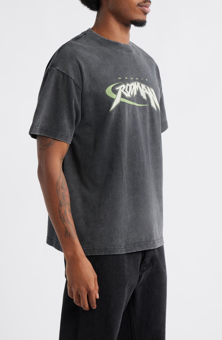 ID Supply Co Dennis Rodman Never Rests Graphic T-Shirt, Alternate, color, Washed Black