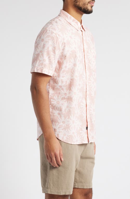 Rails Carson Short Sleeve Stretch Linen Blend Button-up Shirt In Perennial Pink