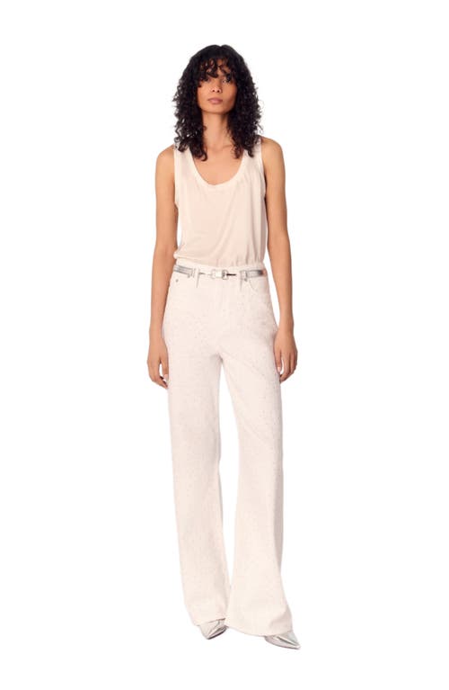 Maje Wide-leg Rhinestone Jeans In White