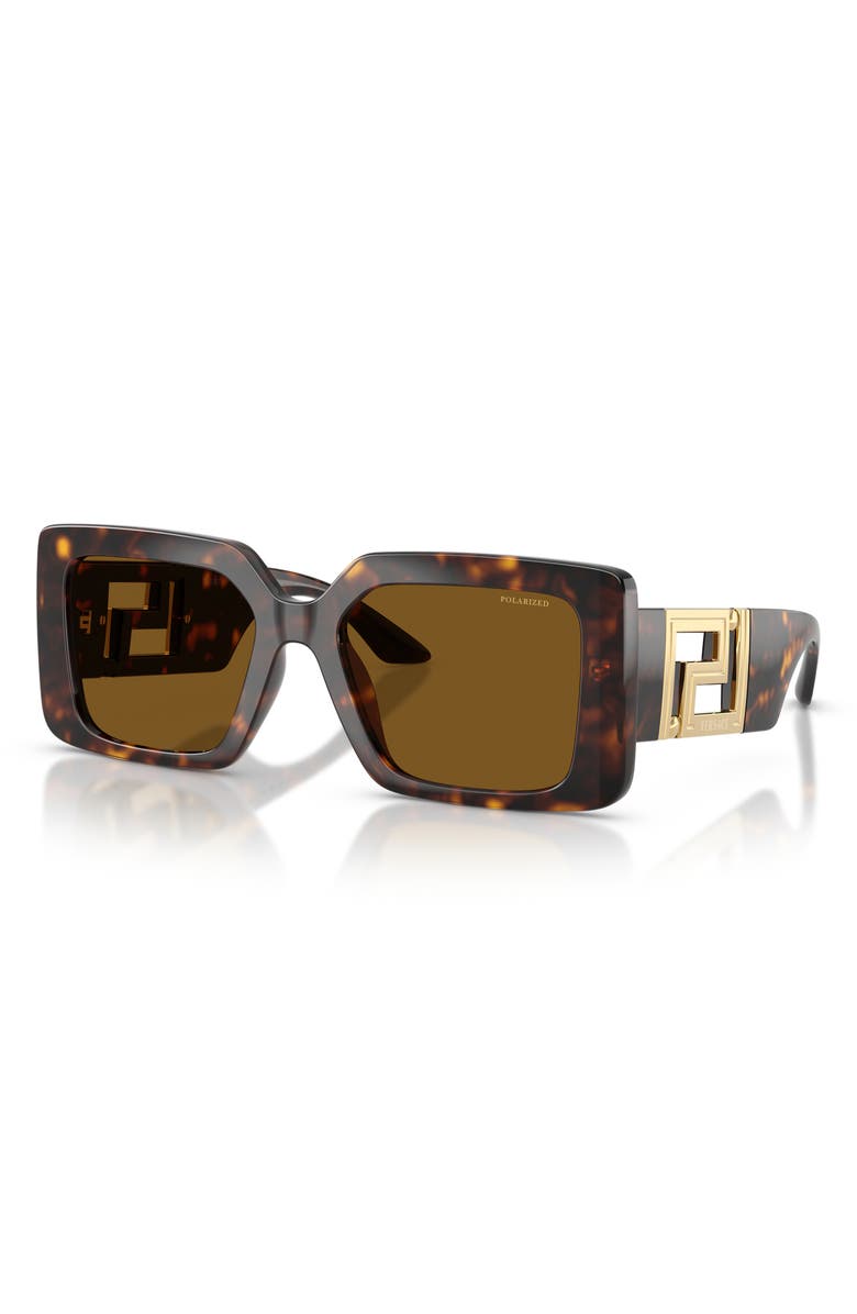 Versace 55mm Polarized Square Sunglasses, Alternate, color, Havana / Brown Polar