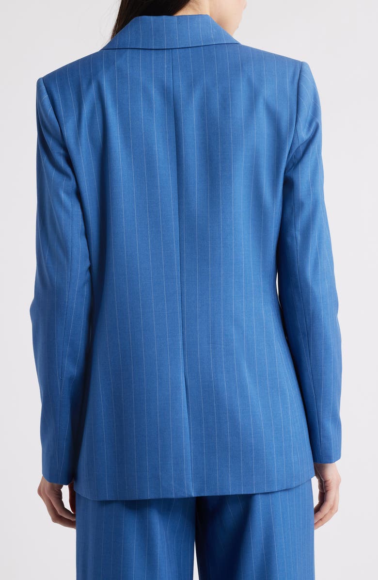 Tahari ASL Pinstripe Double Breasted Blazer, Alternate, color, Indigo