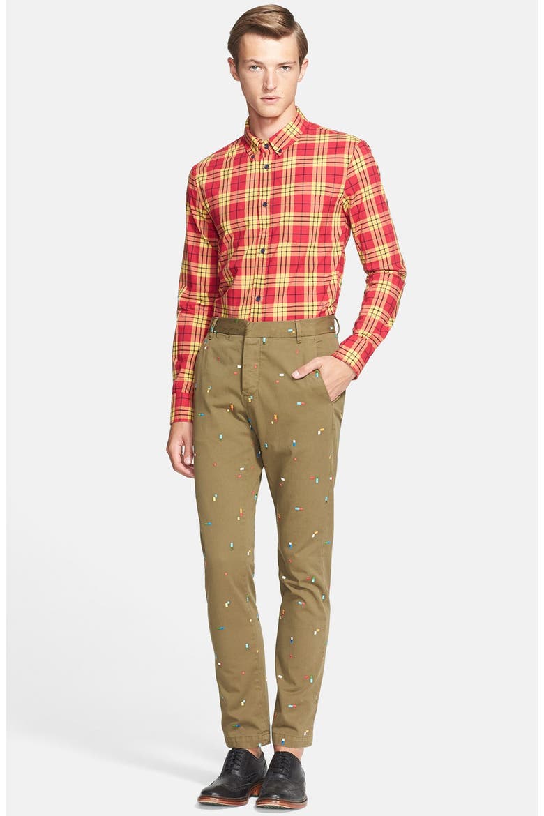 Slim Fit Embroidered Chinos, Alternate, color, NAVY