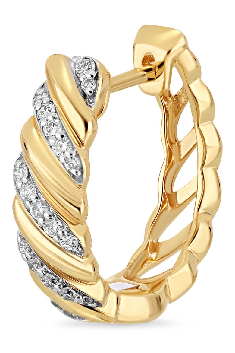 18K Gold Cleo Diamond Twisted Hoop Earrings, 14mm, Alternate, color, 18K YELLOW GOLD/ DIAMOND