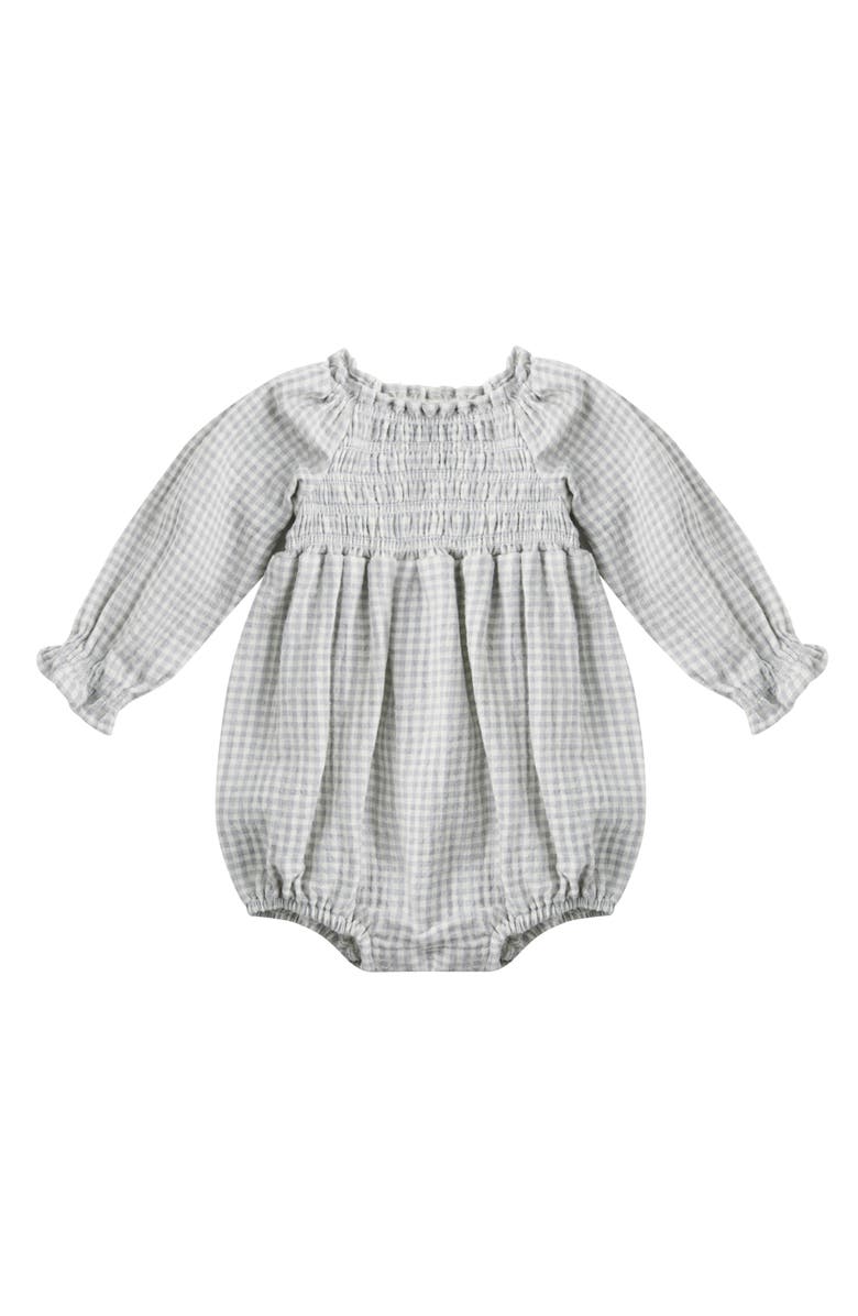 QUINCY MAE Eden Long Sleeve Gingham Bodysuit, Main, color, Blue