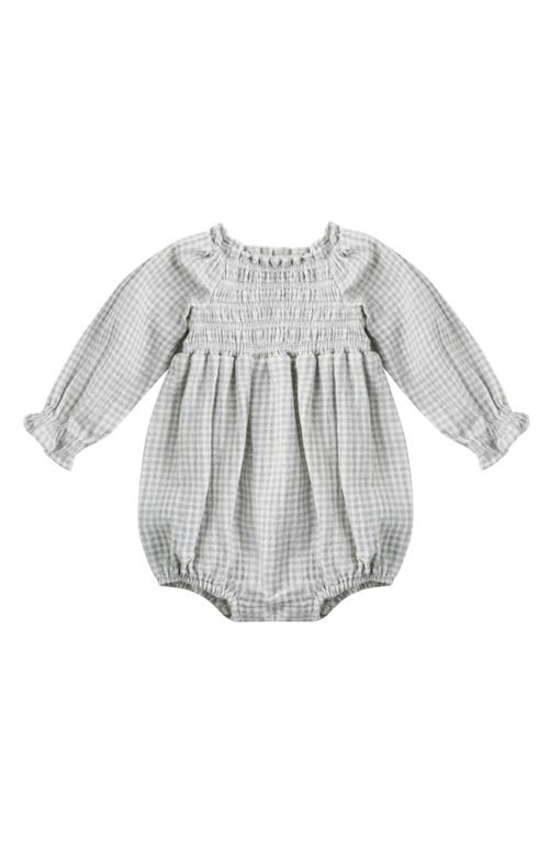 Quincy Mae Eden Long Sleeve Gingham Bodysuit In Gray