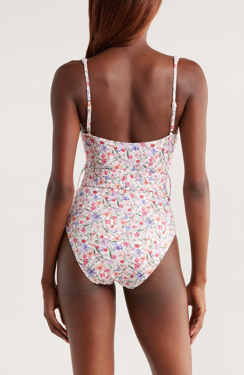 Hutch Underwire Belted One-Piece Swimsuit, Alternate, color, White Tropical