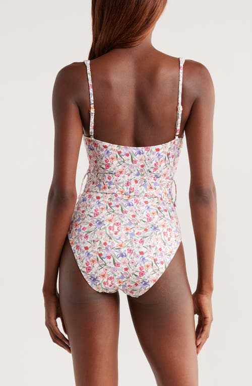 Hutch Haines Underwire Smocked Belted One-piece Swimsuit In White