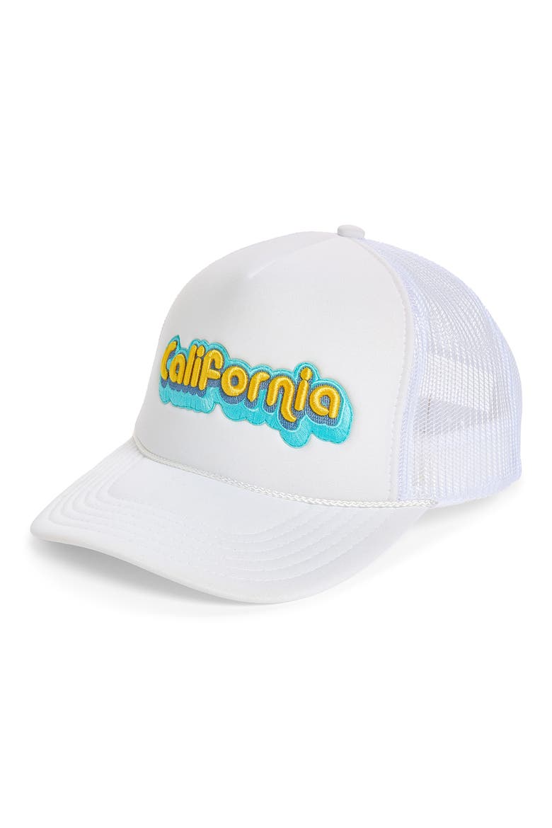 California Patch Trucker Hat, Main, color, WHITE