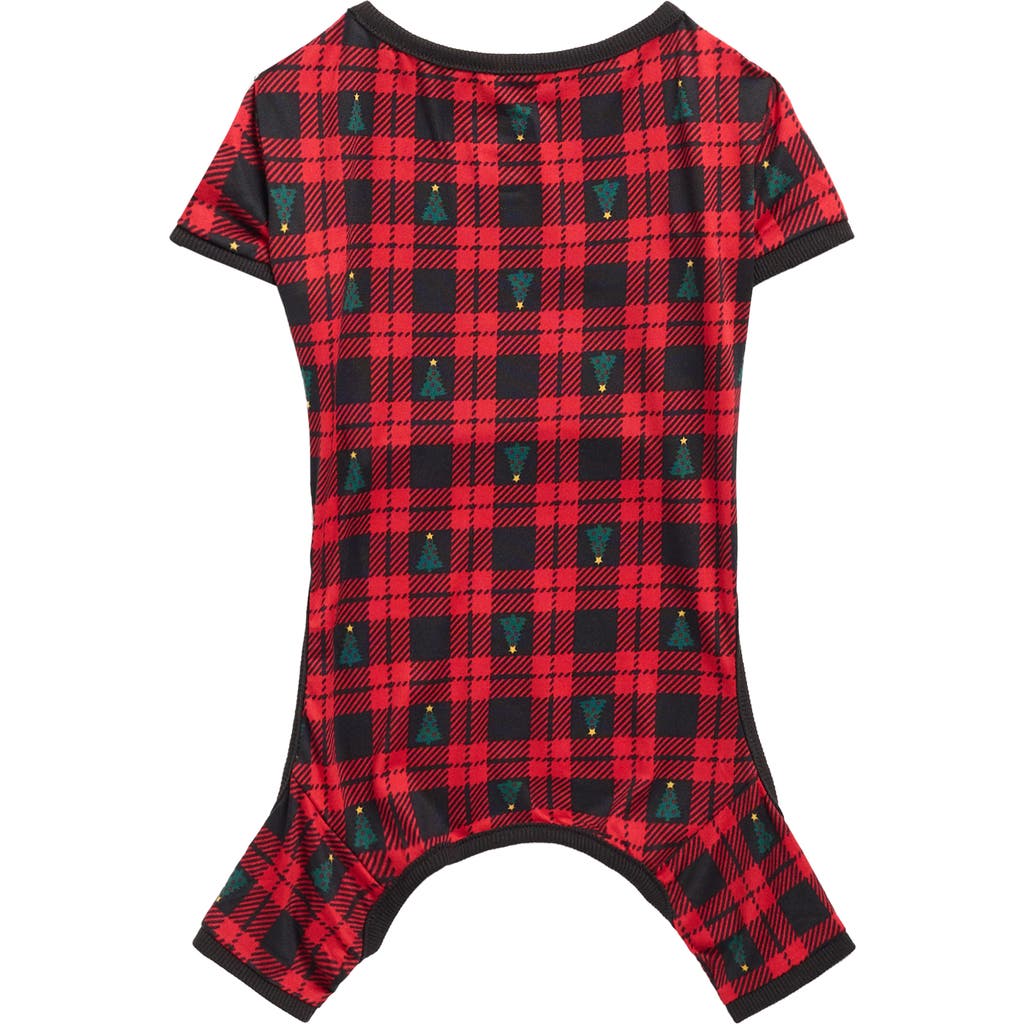 Jaclyn Matching Family Christmas Tree Plaid Dog Pajamas In Red