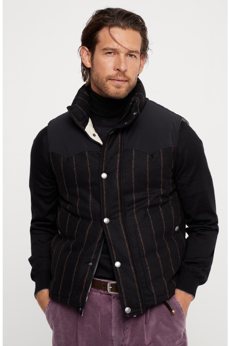 Chalk stripe down vest, Alternate, color, Black