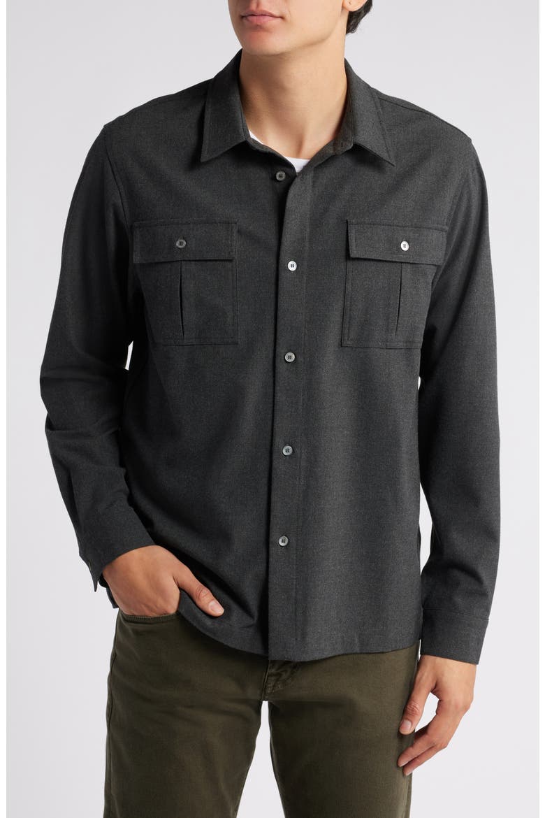 Classic Stretch Flannel Button-Up Shirt, Main, color, GREY MELANGE