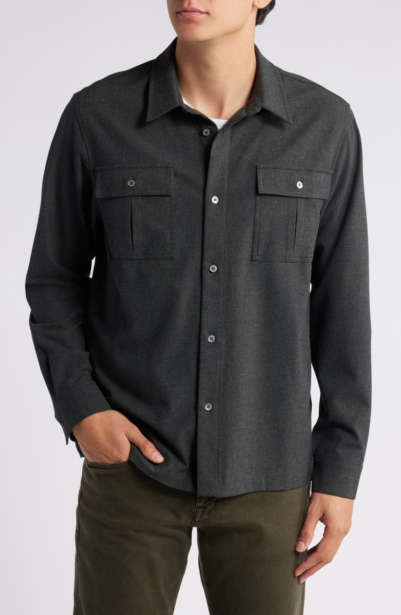 FRAME Classic Stretch Flannel Button-Up Shirt, Main, color, Grey Melange