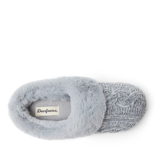 Dearfoams Womens Claire Cable Knit Chenille Clog Slipper In Sleet