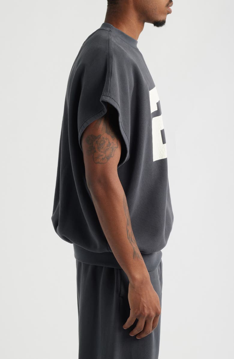 Fear of God Essentials Graphic Cutoff Sweatshirt, Alternate, color, Washed Iron Grey