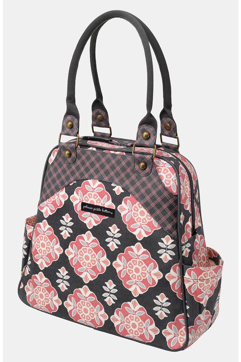 'Sashay Satchel' Organic Cotton Diaper Bag, Main, color, BLOOMING BEGONIA
