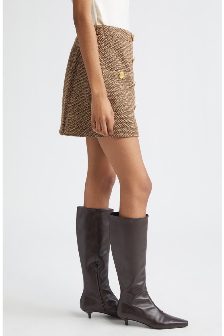 Zander Button Front Miniskirt, Alternate, color, BROWN/ BEIGE/ GOLD