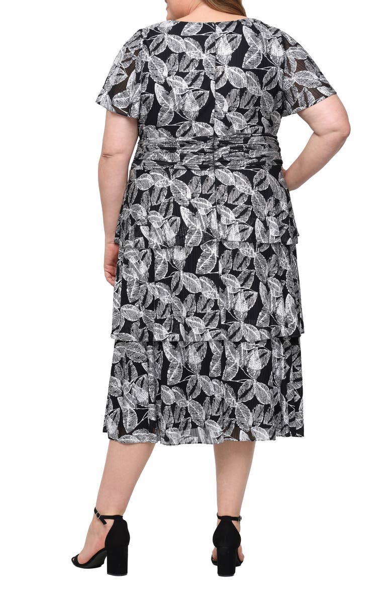 Tiered Tea Length Dress, Alternate, color, BLK SIL