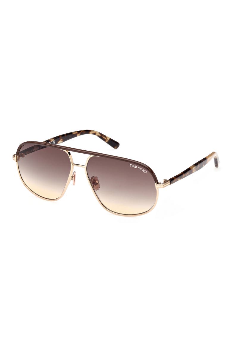 Maxwell 59mm Pilot Sunglasses, Alternate, color, SHINY ROSE GOLD/GRADIENT BROWN