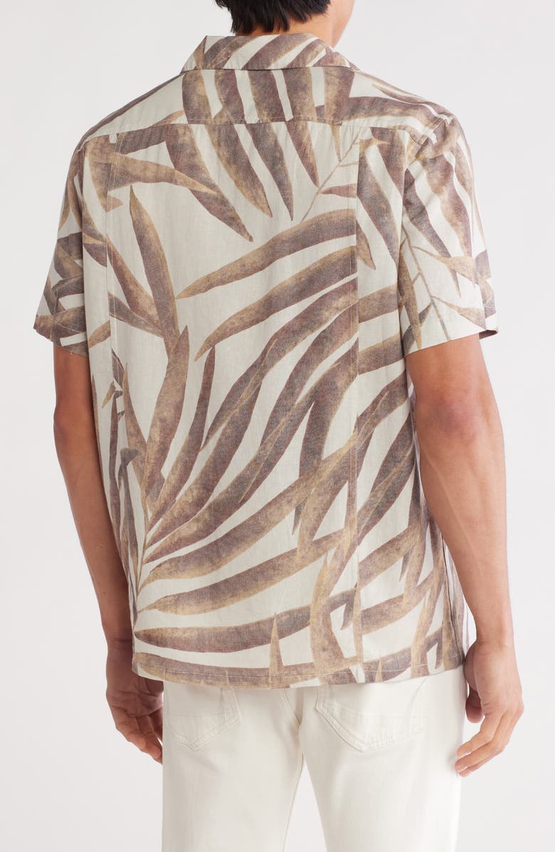 JASON WU Palm Print Camp Shirt, Alternate, color, Off White/ Brown