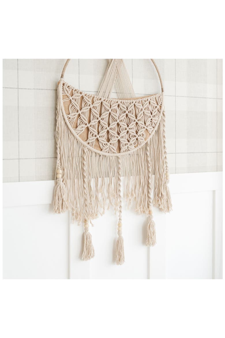Boho Cotton Macramé Toy Storage Hanging Basket, Alternate, color, BEIGE