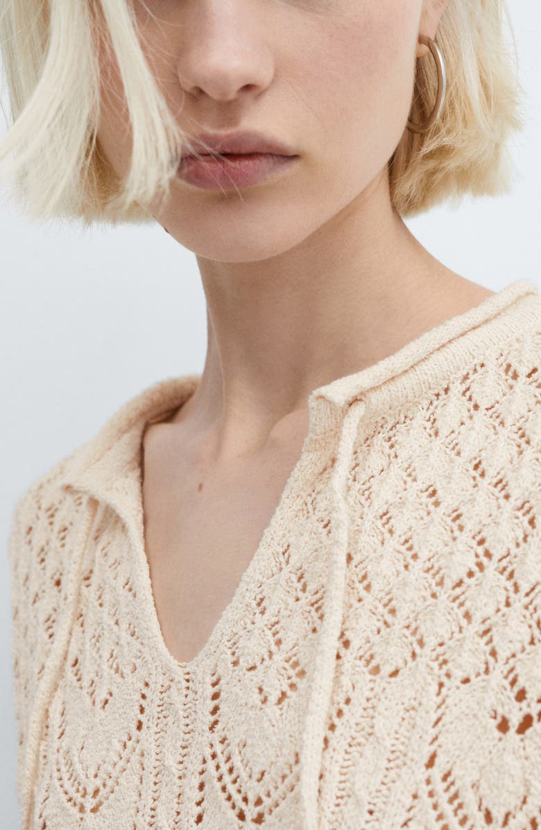 MANGO Open Stitch Belted Flare Long Sleeve Minidress, Alternate, color, 