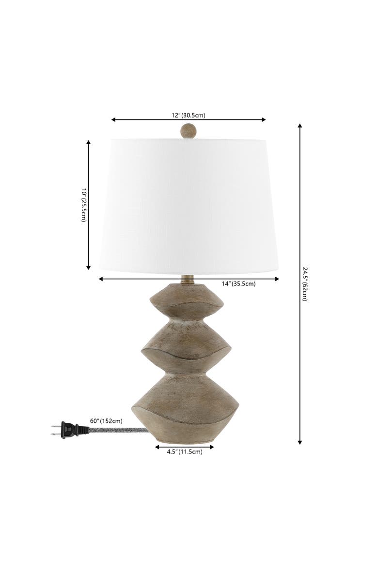Laken Minimalist Coastal Resin/Iron 3-Stack Cairn LED Table Lamp, Alternate, color, Brown Wood Finish
