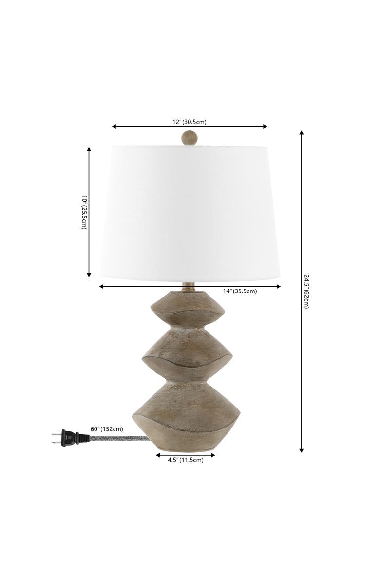 JONATHAN Y Laken Minimalist Coastal Resin/Iron 3-Stack Cairn LED Table Lamp, Alternate, color, Brown Wood Finish