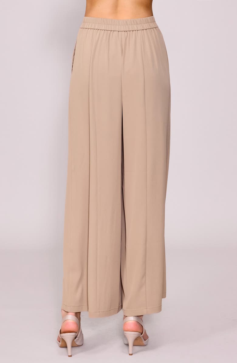 MELLODAY Pleated Crepe Wide Leg Pants, Alternate, color, Khaki