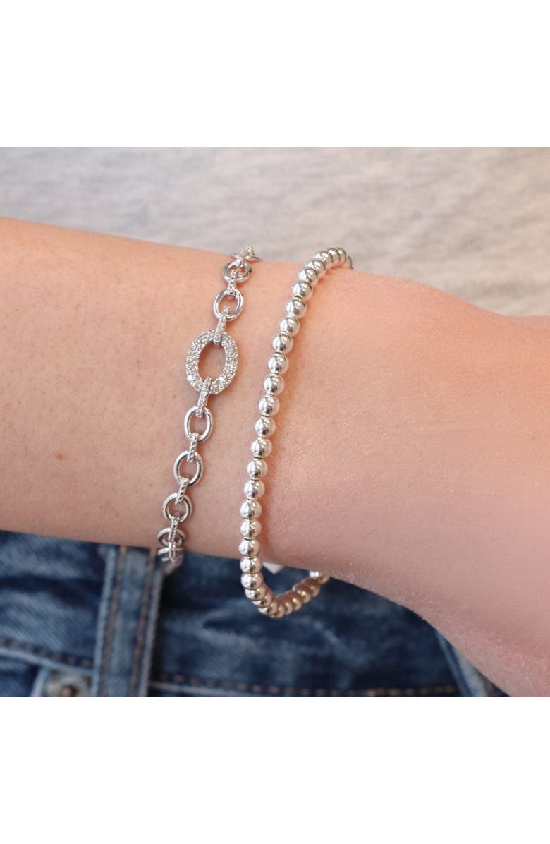 The Lovery Fine Jewelry Diamond Round Link Bracelet, Alternate, color, Sterling Silver