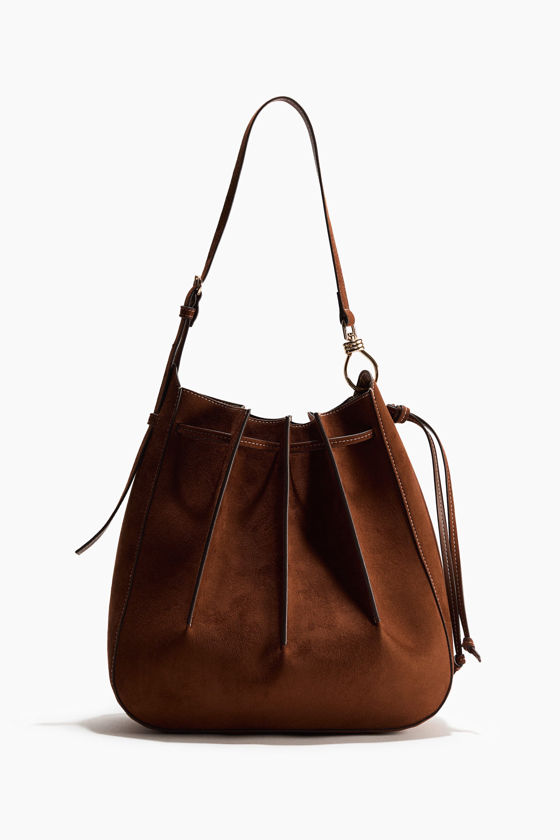 H&M Pleated Shoulder Bag, Main, color, Brown