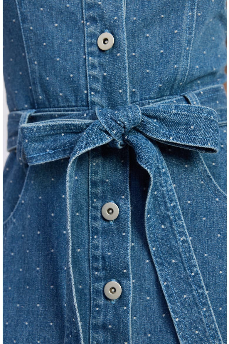 Heidi Polka Dot Denim Midi Dress, Alternate, color, MEDIUM WASH DENIM
