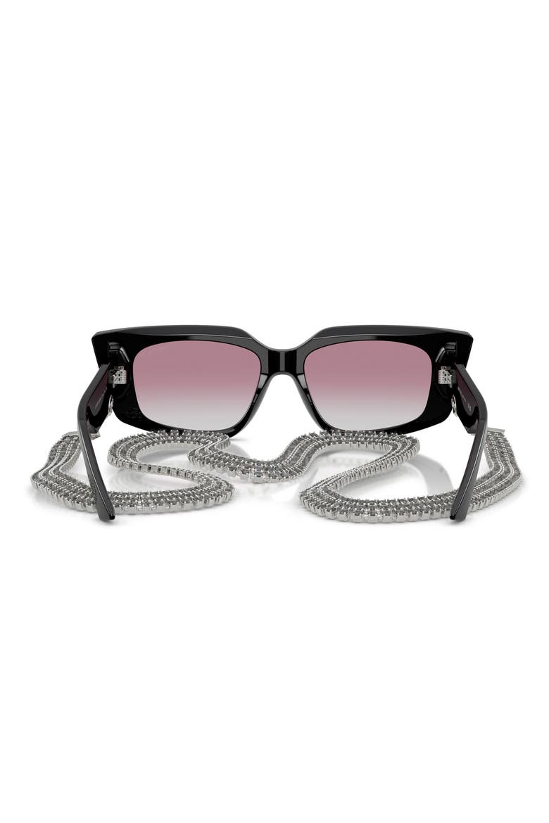52mm Gradient Cat Eye Sunglasses with Embellished Chain, Alternate, color, BLACK / CLEAR GRADIENT