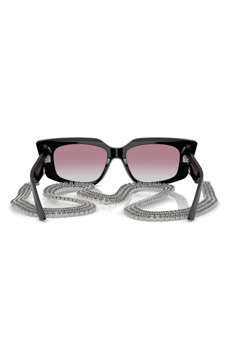 Jimmy Choo 52mm Gradient Cat Eye Sunglasses with Embellished Chain, Alternate, color, Black / Clear Gradient