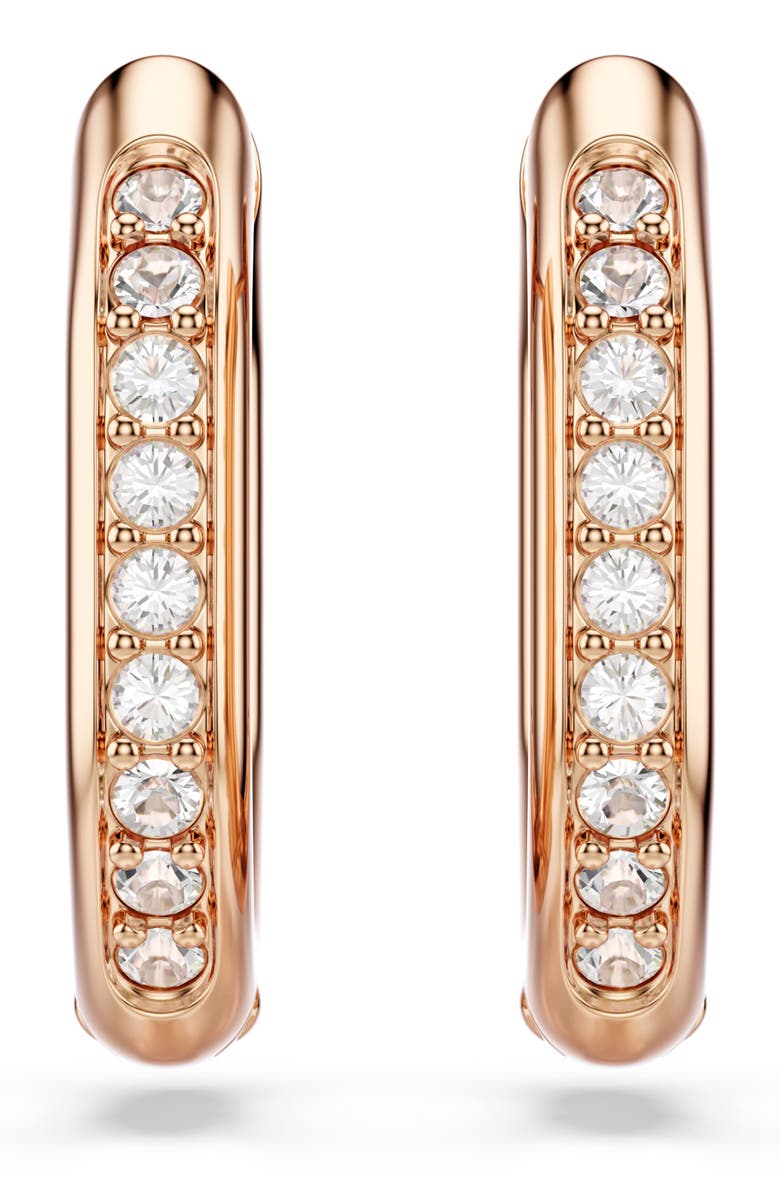 Swarovski Dextera Crystal Hoop Earrings, Alternate, color, Rose Gold/ White
