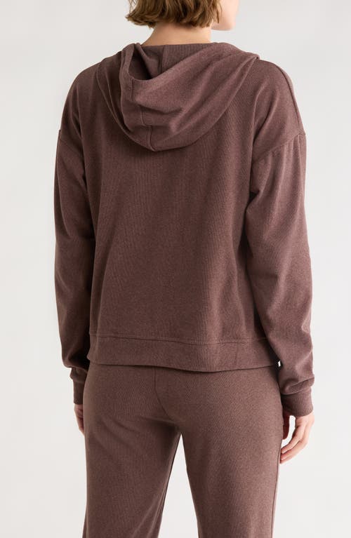 Jessica Simpson Full Zip Double Soft Hooded Sweatshirt In Brown
