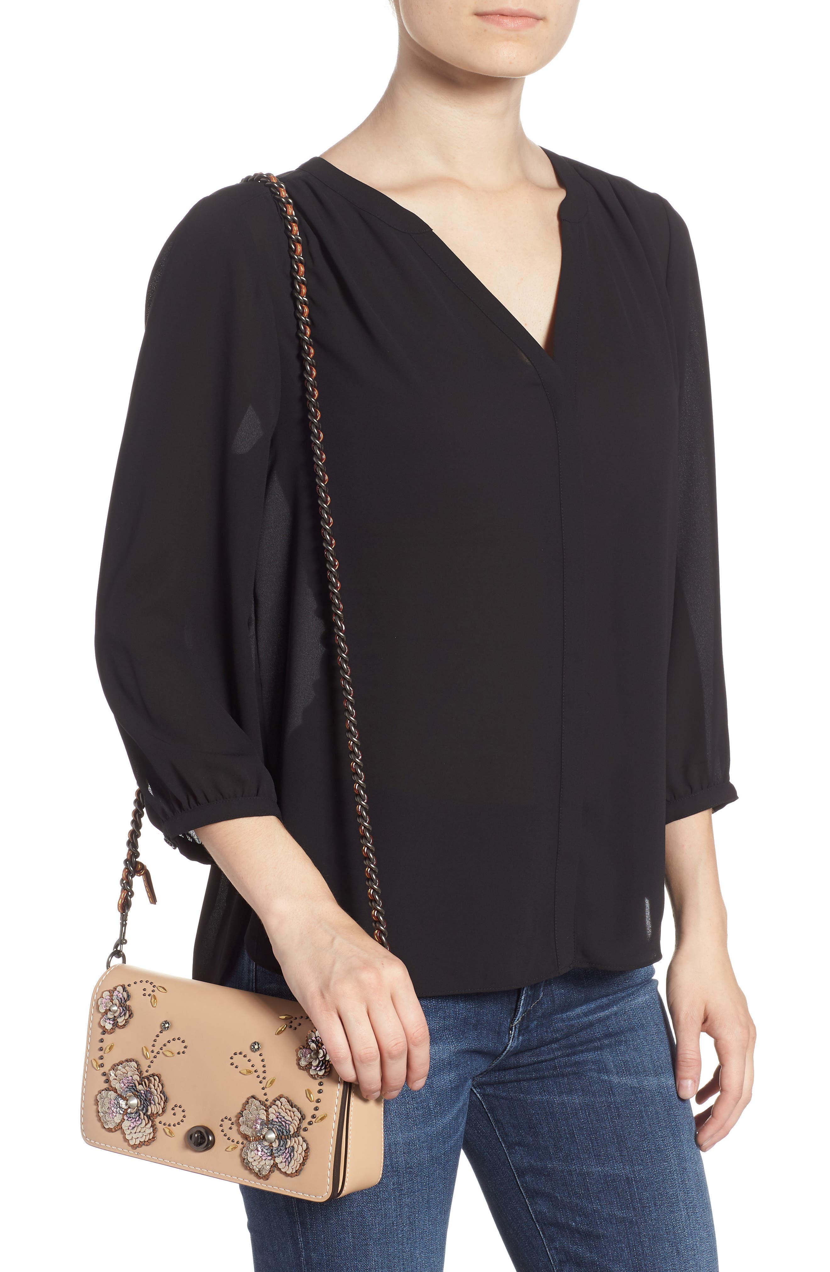 COACH 1941 Dinky Leather Crossbody Sequin Bag, Alternate, color, 