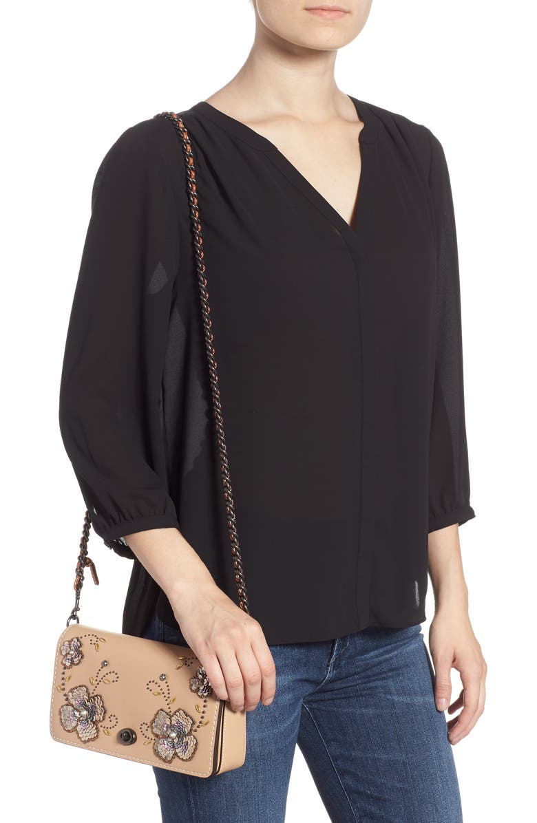 COACH 1941 Dinky Leather Crossbody Sequin Bag, Alternate, color,