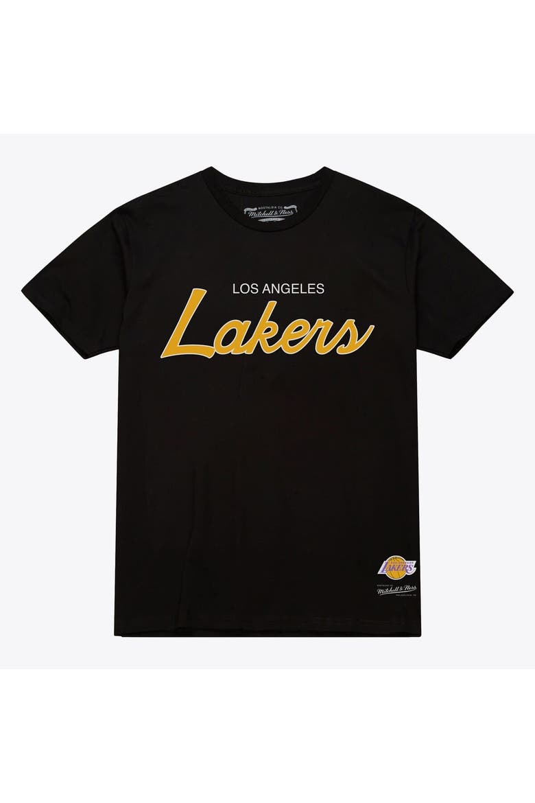 Men's Mitchell & Ness Black Los Angeles Lakers Vintage Wordmark T-Shirt, Alternate, color, Black