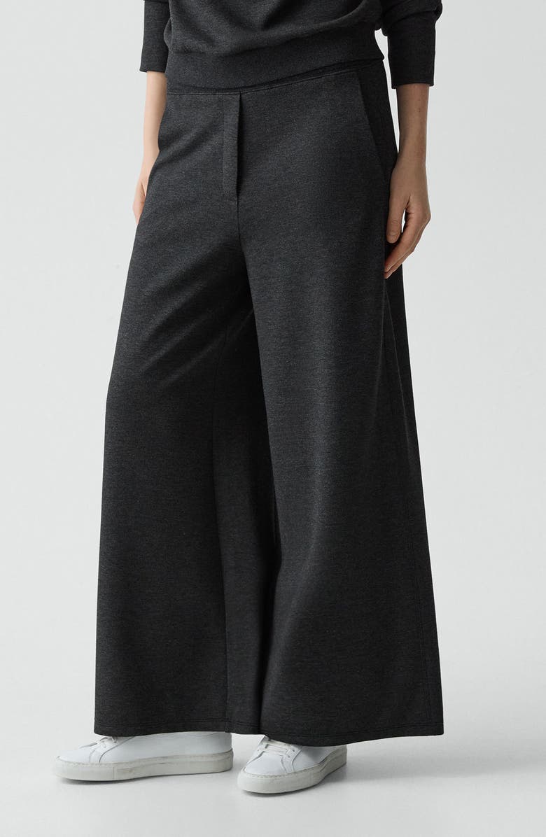 Theory Wide Leg Pants, Main, color, Charcoal Melange