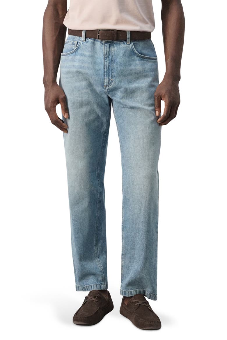 Cotton & Linen Straight Leg Jeans, Main, color, LIGHT VINTAGE BLUE