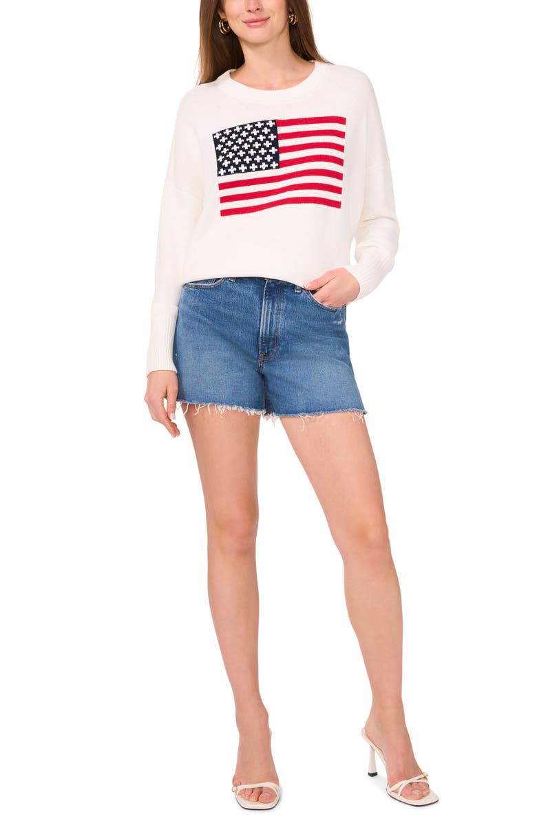Vince Camuto Flag Graphic Sweater, Alternate, color, Antique White