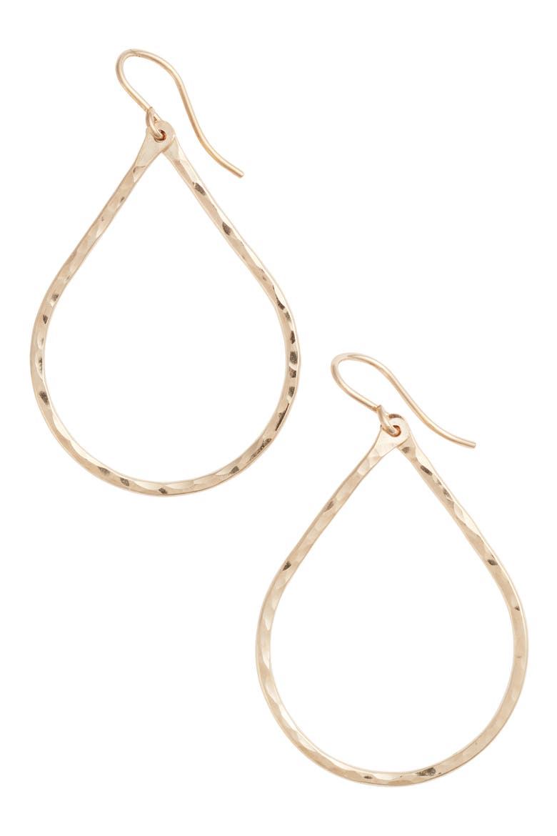 Pure Small Hammered Teardrop Earrings, Main, color, GOLD