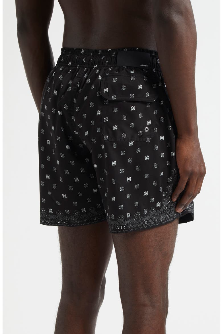 Monogram Paisley Swim Trunks, Alternate, color, BLACK