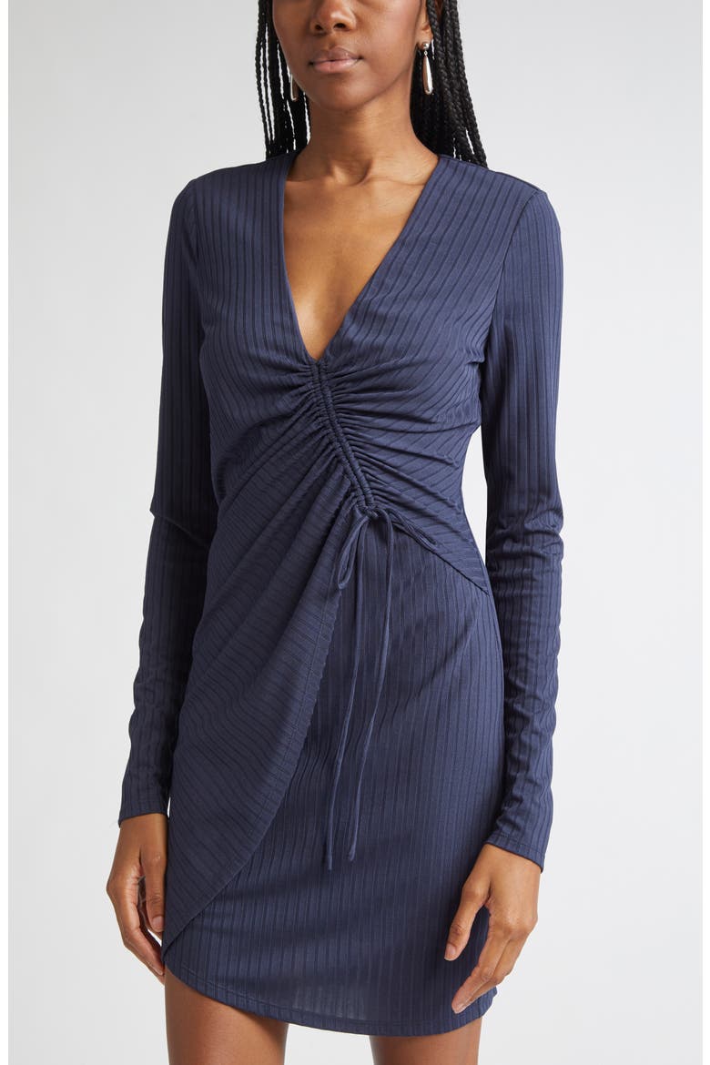 Barry Long Sleeve Ruched Minidress, Alternate, color, NAVY